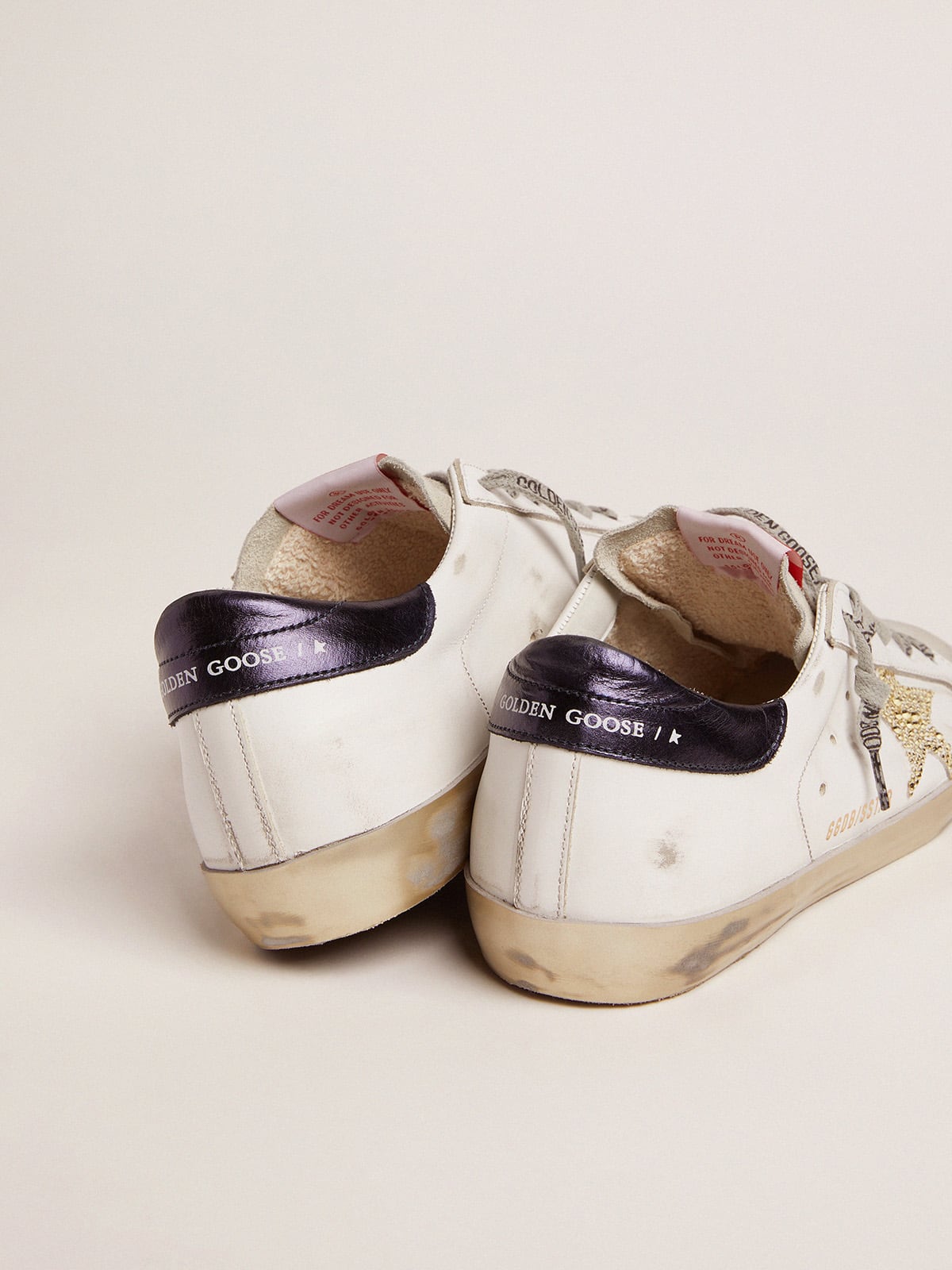 Golden Goose Women’s Super-Star with blue heel tab and Swarovski crystal star