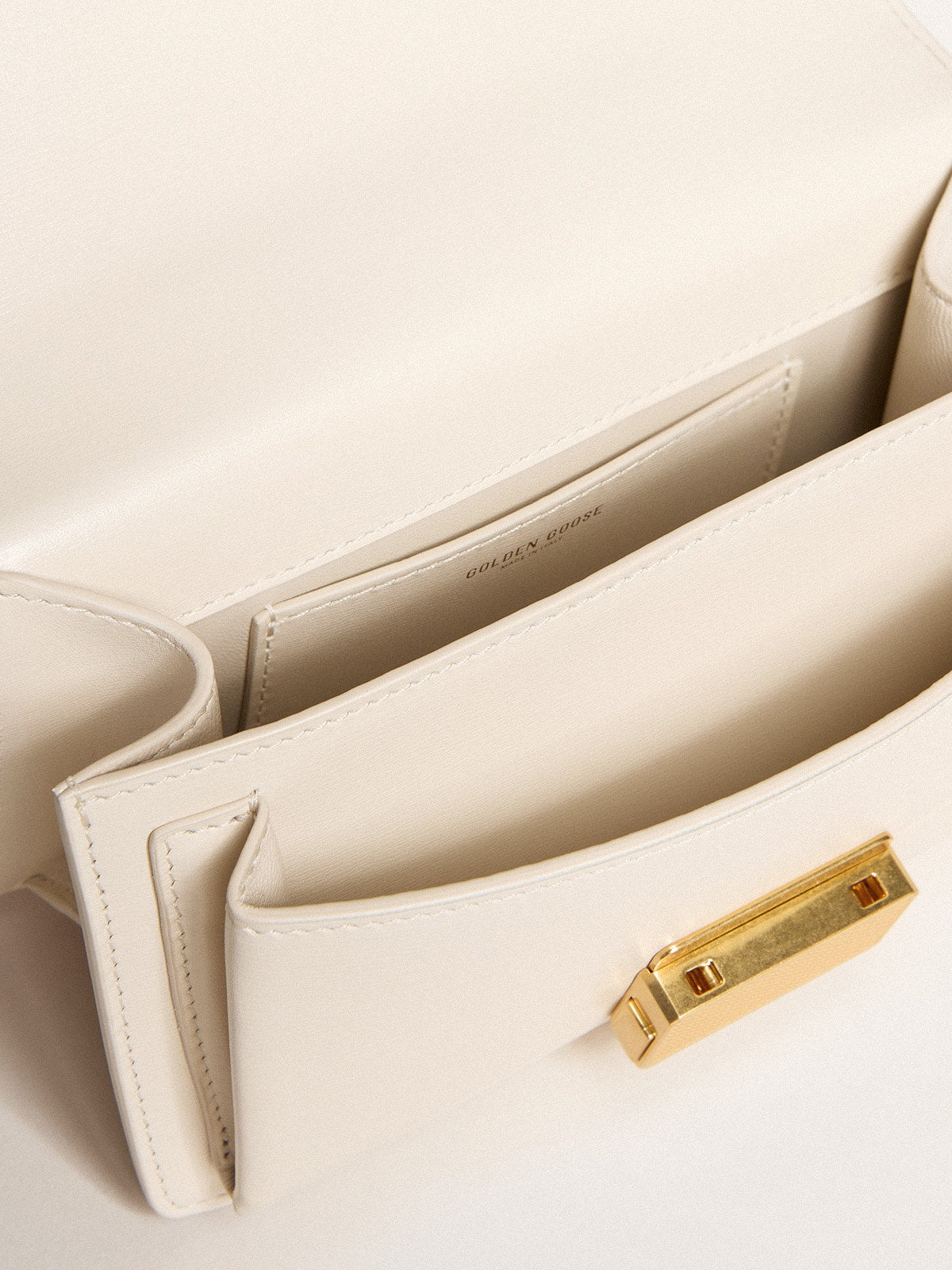 Golden Goose Small Venezia Bag in butter-colored boarded leather with gold details