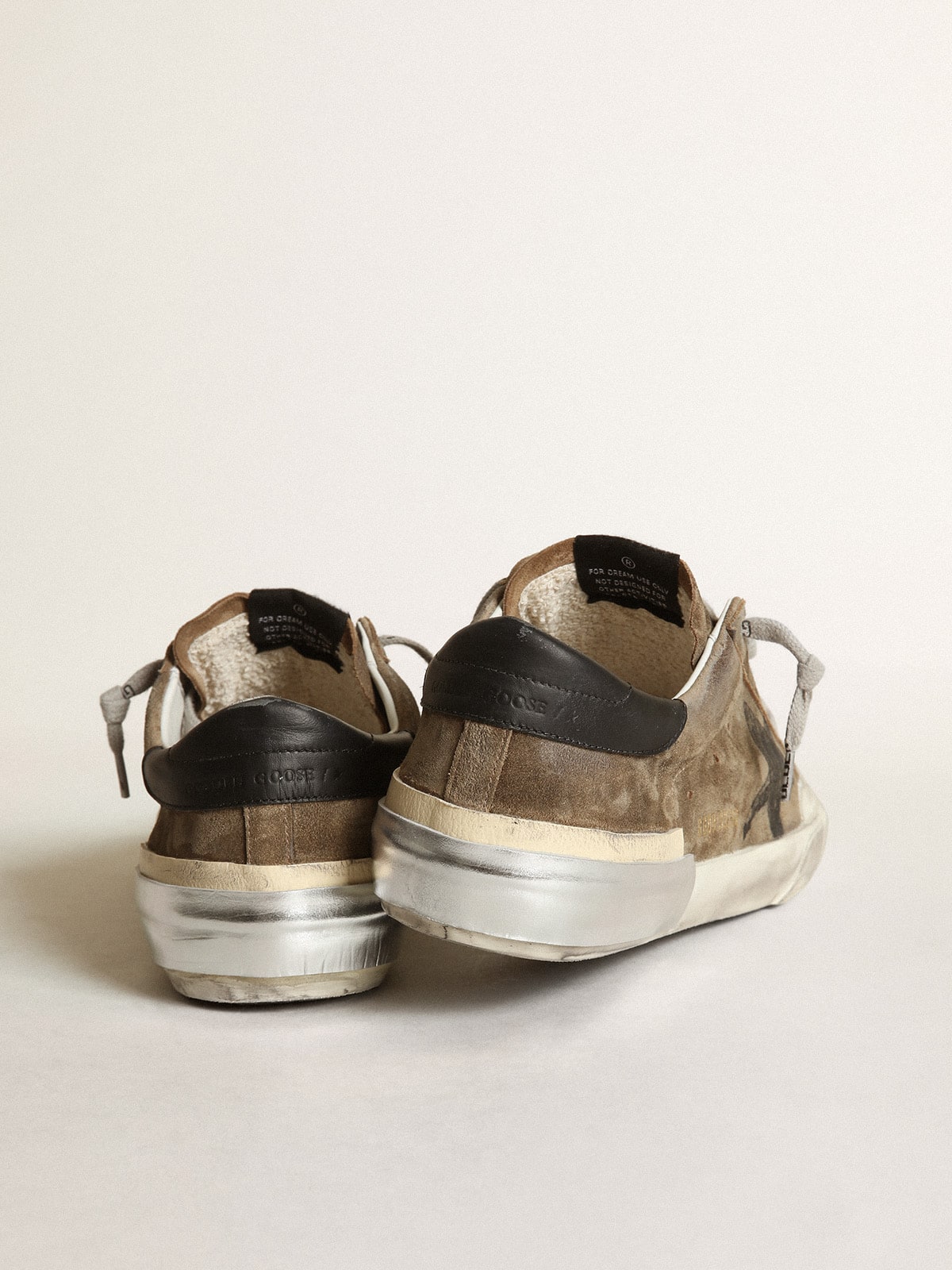Golden Goose Super-Star in military-green suede with screen-printed star