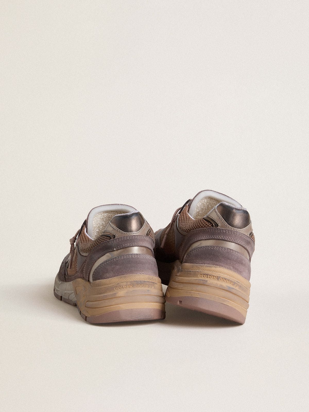 Golden Goose Men's Dad-Star in lilac suede and mesh with laminated leather star and heel tab