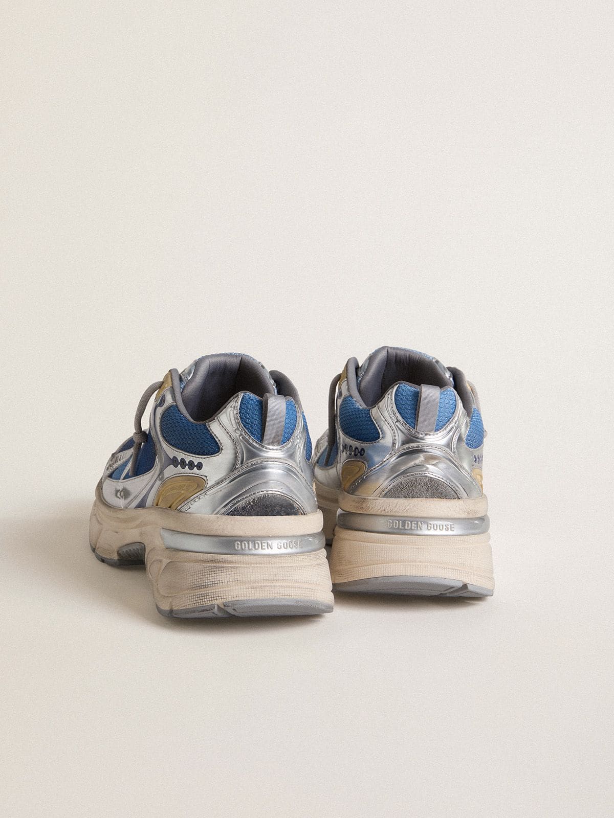 Golden Goose Men's Lightstar in light blue mesh with white TPU star and silver bio-based inserts