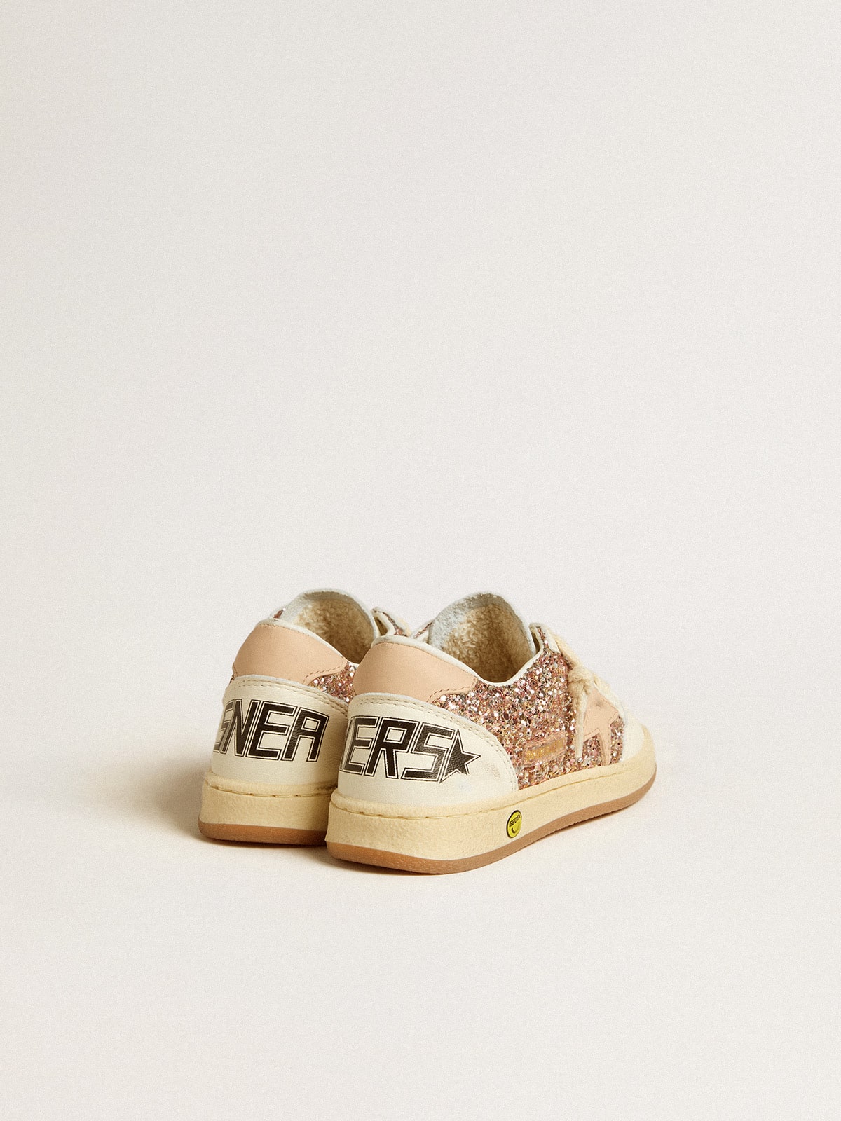 Golden Goose Ball Star Junior in glitter and nappa with leather star and heel tab