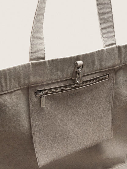 Golden Goose Anthracite canvas tote bag with embroidery and antique silver details