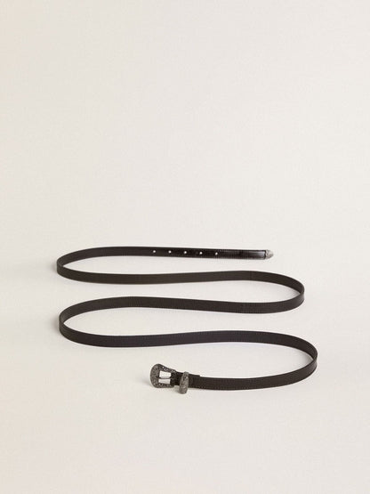 Golden Goose Black leather belt with silver buckle