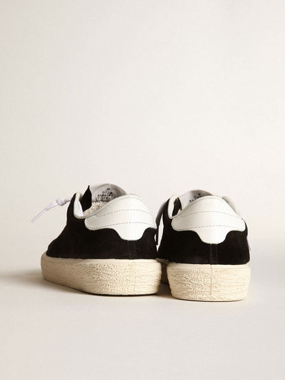 Golden Goose Women's Tennis in black suede with white leather heel tab