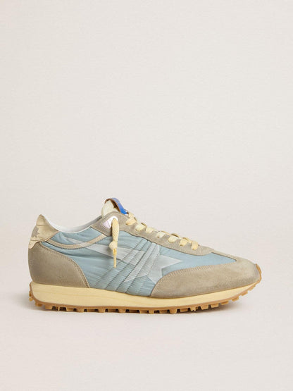 Golden Goose Women’s Marathon with light blue nylon upper and pastel blue star