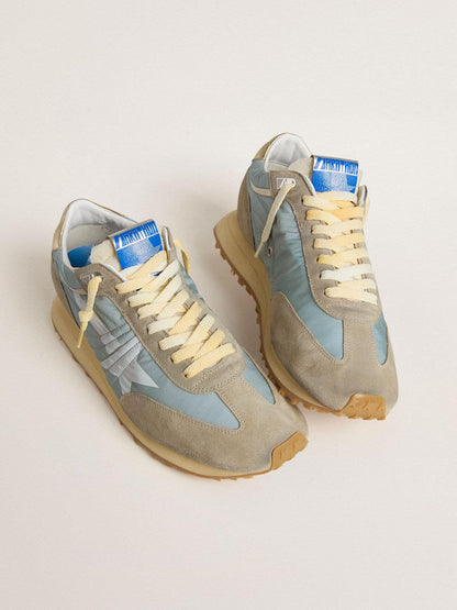 Golden Goose Women’s Marathon with light blue nylon upper and pastel blue star