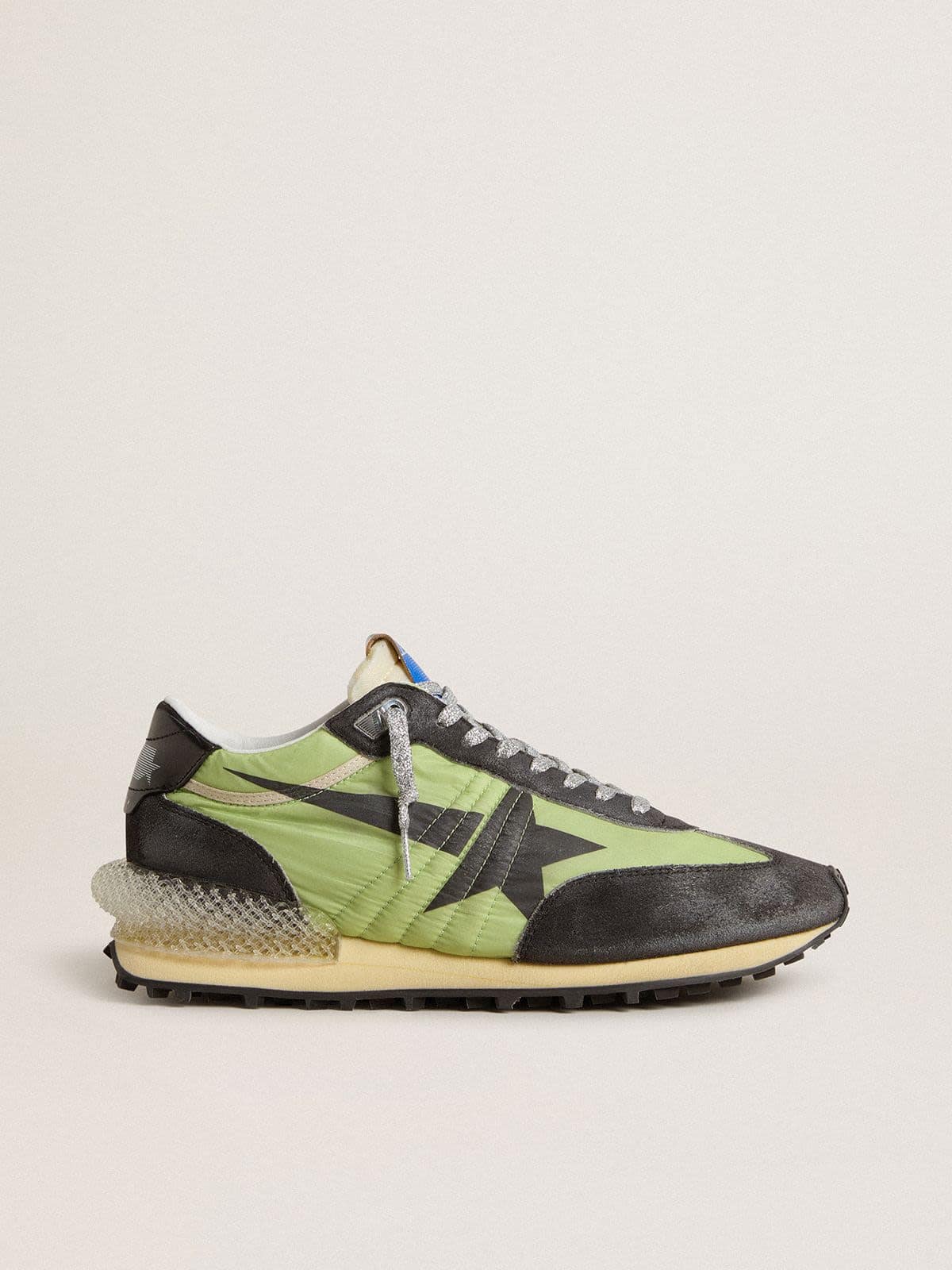 Golden Goose Women’s Marathon with green nylon upper and black star