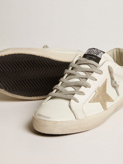 Golden Goose Women's Super-Star with gold star and black glitter heel tab