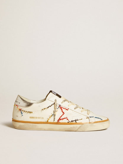 Golden Goose Women’s Super-Star LTD with perforated star and metallic leather heel tab