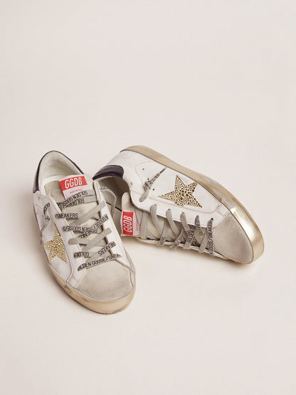 Golden Goose Women’s Super-Star  with blue heel tab and Swarovski crystal star