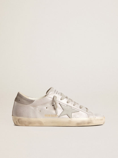 Golden Goose Super-Star sneakers in gray-white glitter-effect leather with leather star