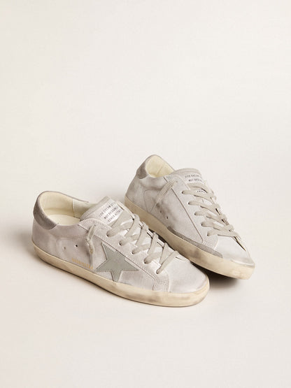 Golden Goose Super-Star sneakers in gray-white glitter-effect leather with leather star
