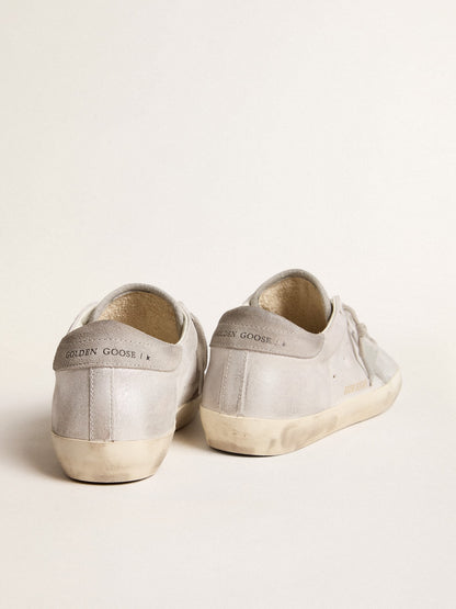 Golden Goose Super-Star sneakers in gray-white glitter-effect leather with leather star