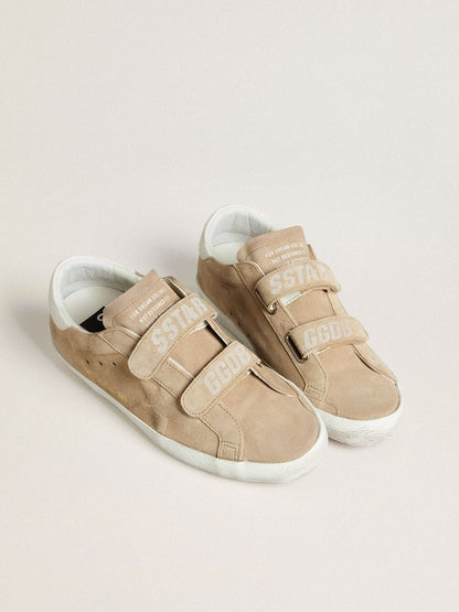 Golden Goose Women’s Old School in beige suede with white leather heel tab