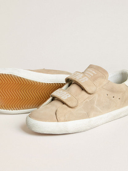 Golden Goose Women’s Old School in beige suede with white leather heel tab