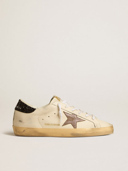 Golden Goose Super-Star LTD with laminated leather star and black glitter heel tab