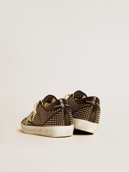 Golden Goose Women’s Super-Star in studded black nappa with white leather star