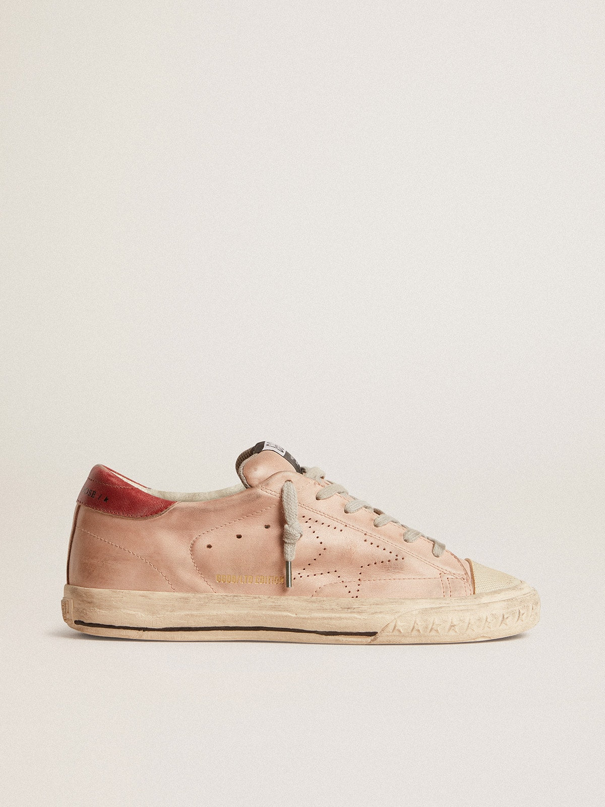 Golden Goose Super-Star LTD in pink nubuck with perforated star and leather heel tab