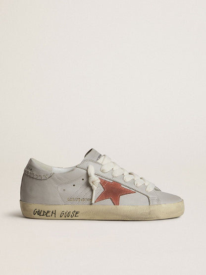 Golden Goose Women's Super-Star LTD in gray leather with brick-red suede star