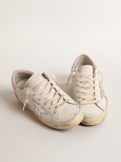 Golden Goose Women's Super-Star with silver leather star and pink heel tab