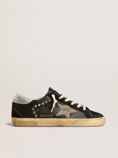 Golden Goose Women’s Super-Star in black leather and suede with silver studs