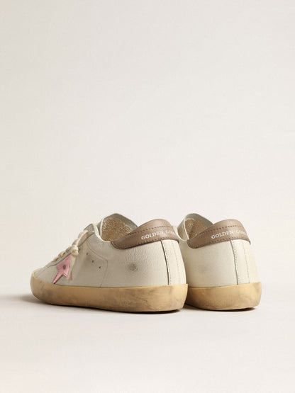 Golden Goose Women's Super-Star in white nappa with pink metallic leather star