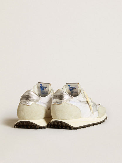 Golden Goose Women’s Marathon with white nylon upper and silver star