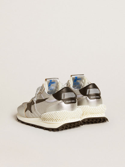 Golden Goose Women’s Marathon with silver ripstop nylon upper and black star