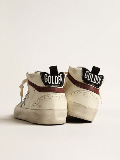 Golden Goose Mid Star LTD in white nappa leather with silver glitter star