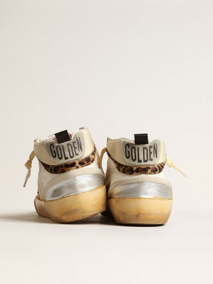 Golden Goose Mid Star LTD with silver metallic leather inserts and pink star