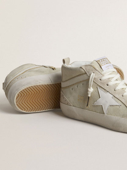 Golden Goose Mid Star in light gray suede with white leather star