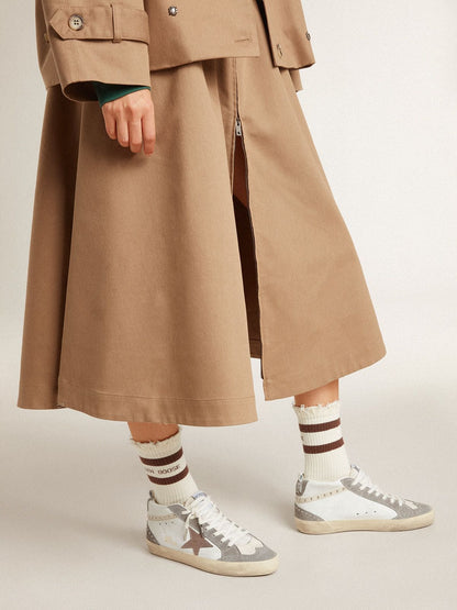 Golden Goose Women's Mid Star in nappa and suede with light brown metallic leather star
