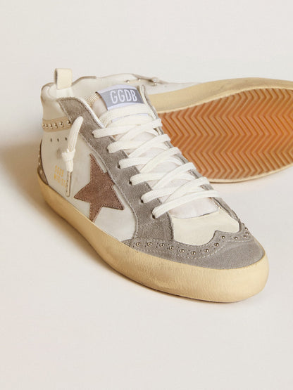 Golden Goose Women's Mid Star in nappa and suede with light brown metallic leather star