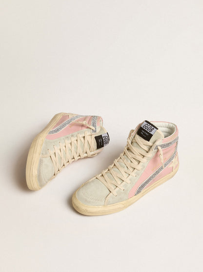 Golden Goose Pink Slide LTD with leather star and Swarovski crystal flash