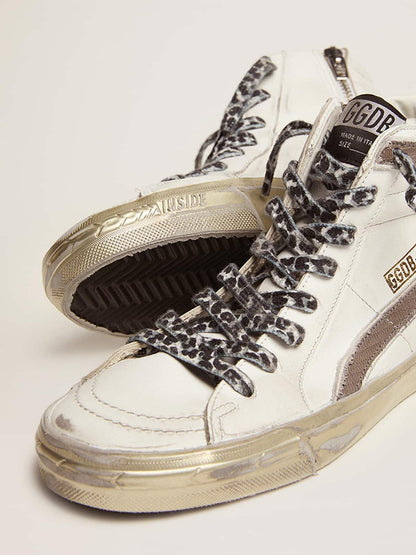 Golden Goose Women's Slide with star in white suede and leather flash
