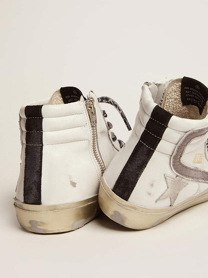 Golden Goose Women's Slide with star in white suede and leather flash