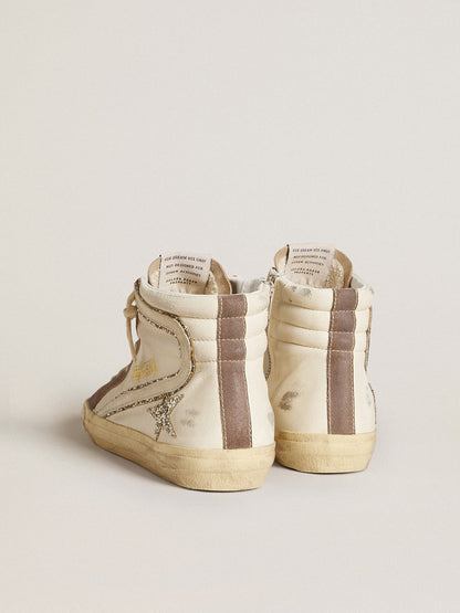 Golden Goose Slide in nappa with glitter star and patent leather flash