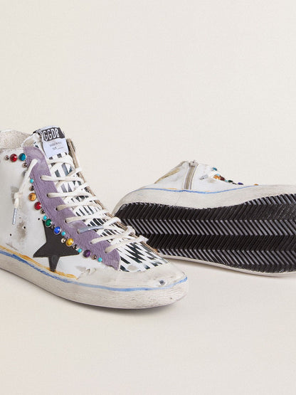 Golden Goose Women’s Francy Penstar LAB with black leather star and multicolor studs