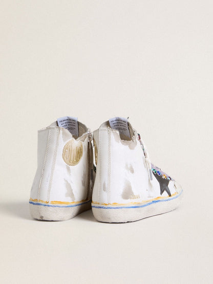 Golden Goose Women’s Francy Penstar LAB with black leather star and multicolor studs
