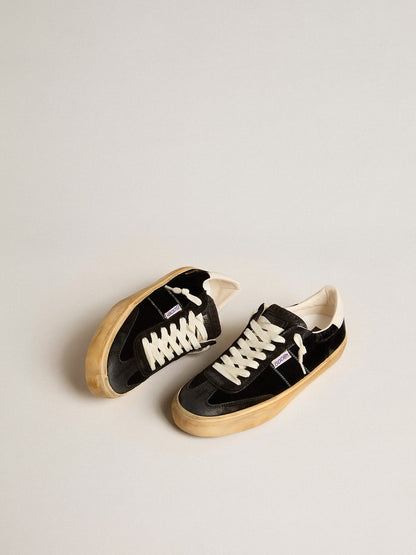 Golden Goose Soul Star in black velvet with white leather heel tab