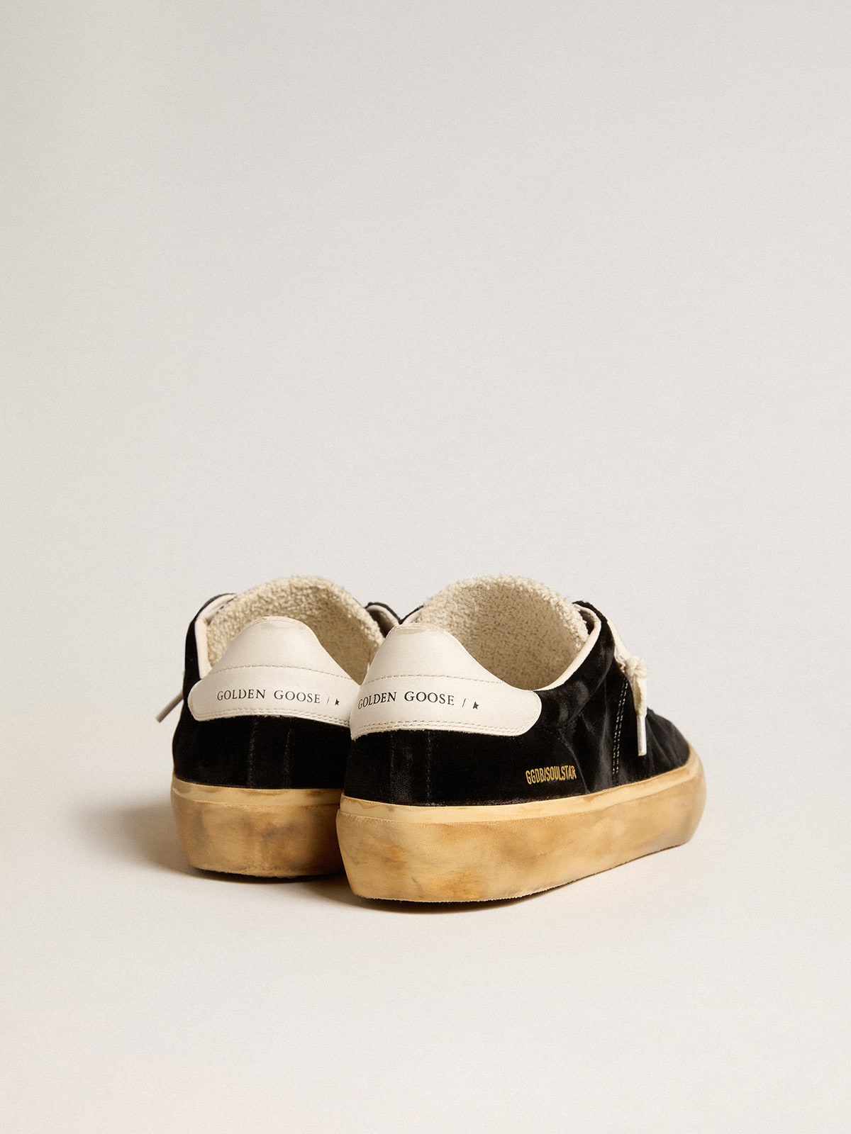 Golden Goose Soul Star in black velvet with white leather heel tab
