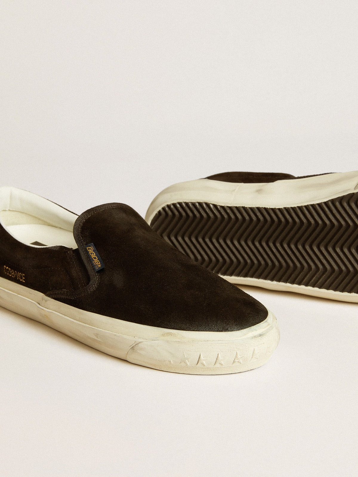 Golden Goose Women's VCE Penstar in black suede with black leather heel tab