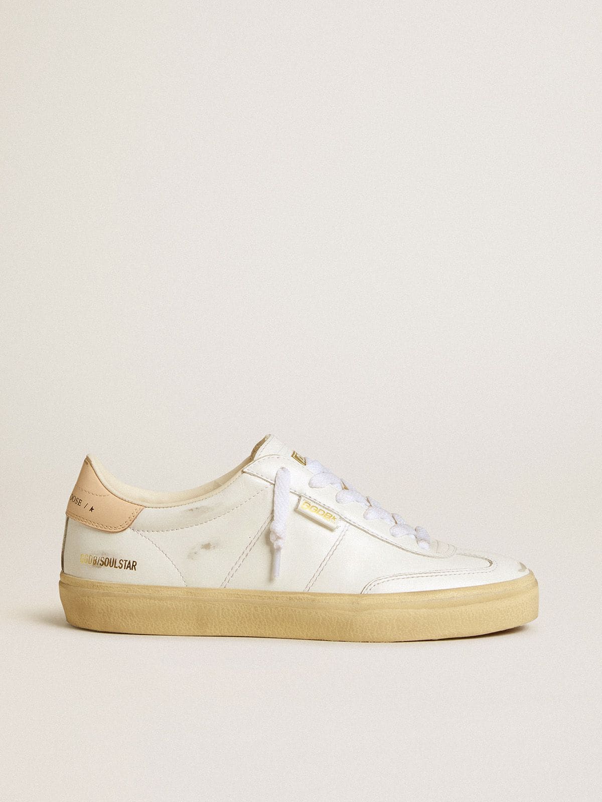 Golden Goose Women's Soul Star in white leather with pink leather heel tab