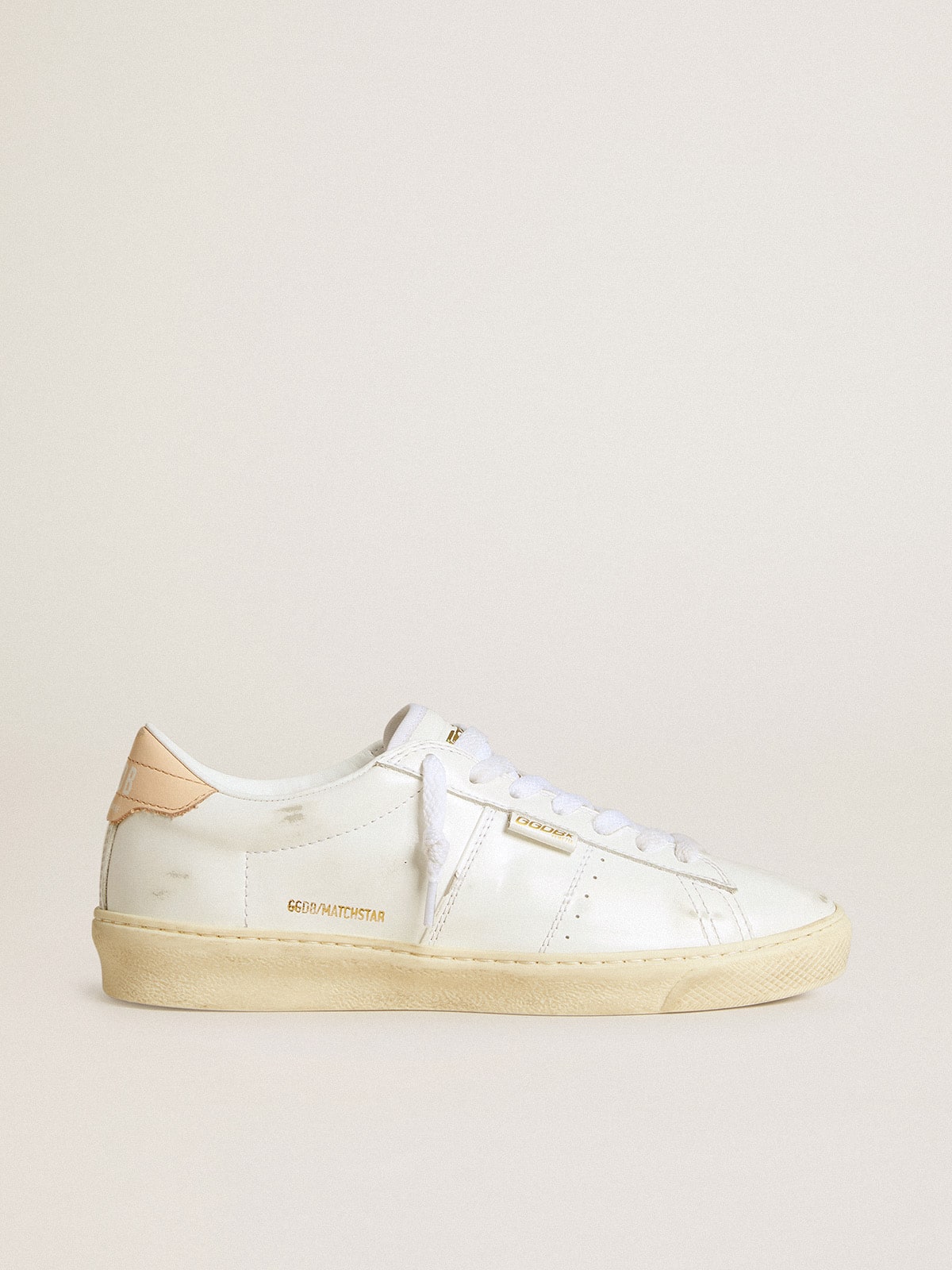 Golden Goose Matchstar in leather with peach pink heel tab
