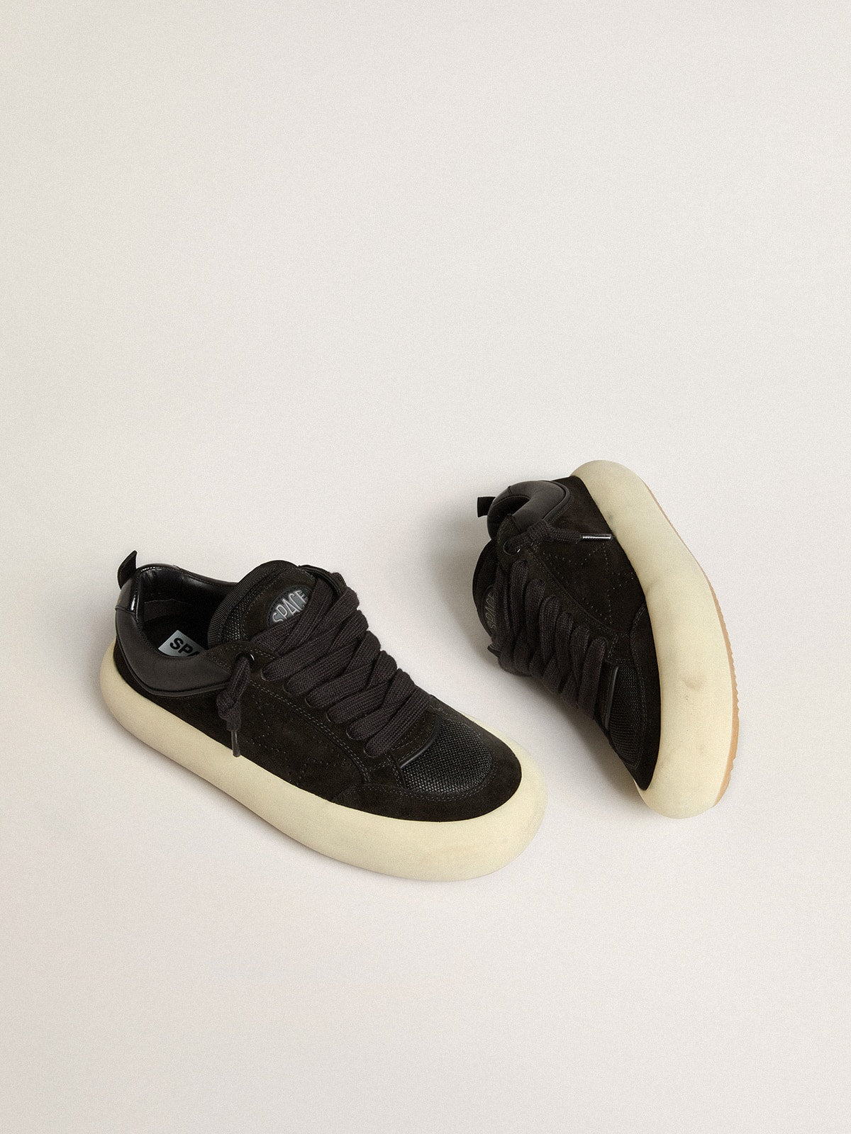 Golden Goose Women's Space-Star Cube in black suede with perforated star