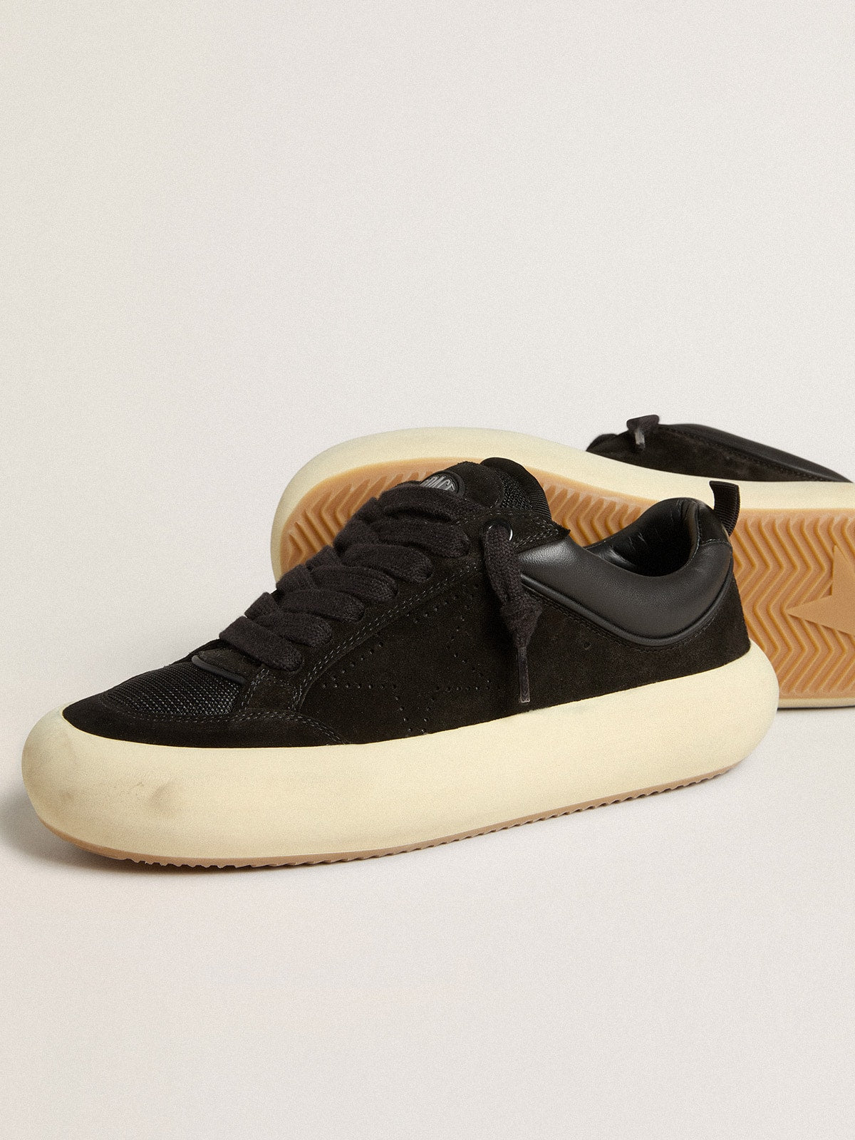 Golden Goose Women's Space-Star Cube in black suede with perforated star