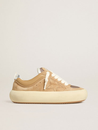 Golden Goose Women's Space-Star Cube in tobacco suede with perforated star