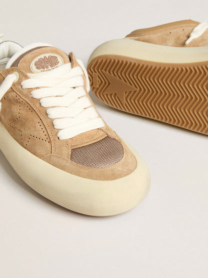 Golden Goose Women's Space-Star Cube in tobacco suede with perforated star