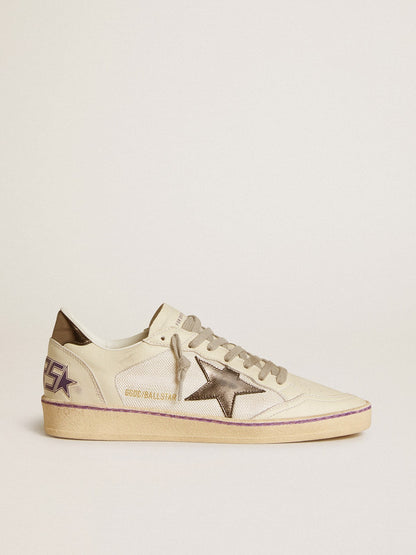 Golden Goose Ball Star in mesh and leather with metallic leather star and heel tab